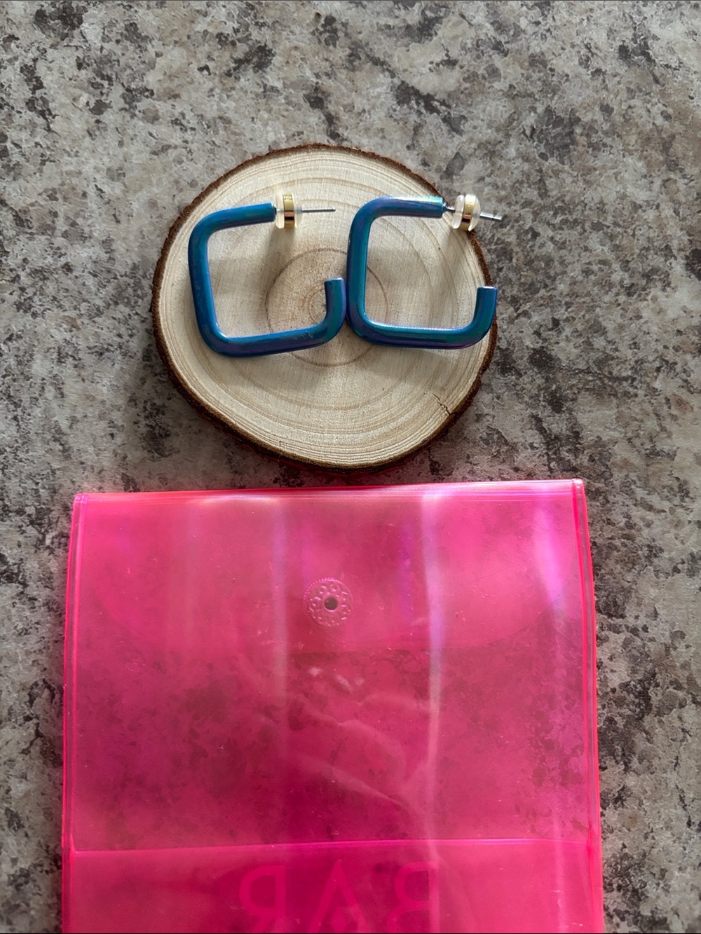 Blue Square Hoop Earrings - Modern Acrylic Statement Earrings